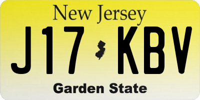 NJ license plate J17KBV