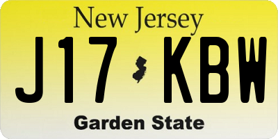 NJ license plate J17KBW