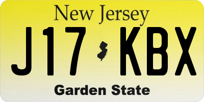 NJ license plate J17KBX