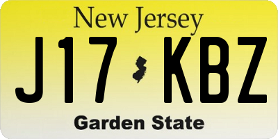 NJ license plate J17KBZ