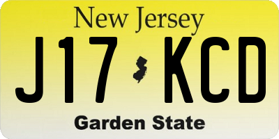 NJ license plate J17KCD