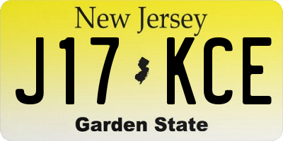 NJ license plate J17KCE