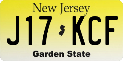 NJ license plate J17KCF