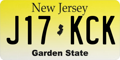 NJ license plate J17KCK