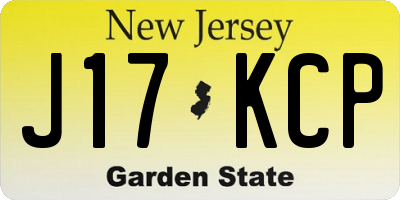 NJ license plate J17KCP