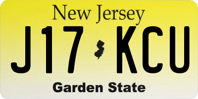 NJ license plate J17KCU