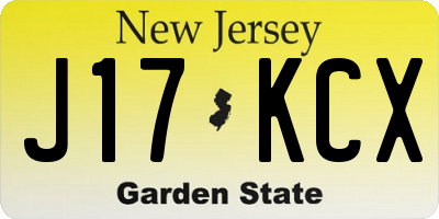 NJ license plate J17KCX