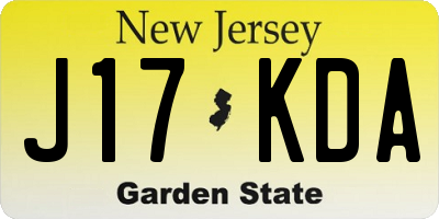 NJ license plate J17KDA