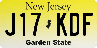 NJ license plate J17KDF
