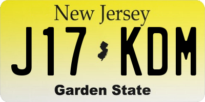 NJ license plate J17KDM