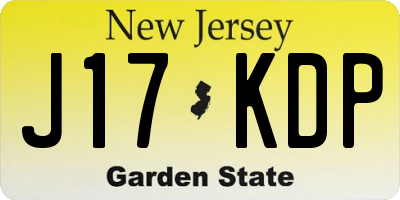 NJ license plate J17KDP
