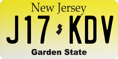 NJ license plate J17KDV