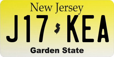 NJ license plate J17KEA