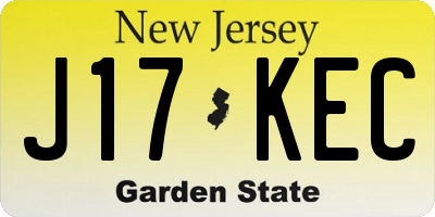 NJ license plate J17KEC