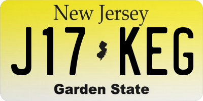 NJ license plate J17KEG