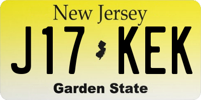 NJ license plate J17KEK