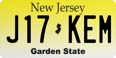 NJ license plate J17KEM