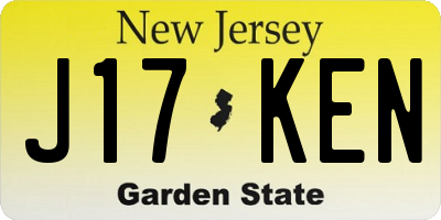 NJ license plate J17KEN