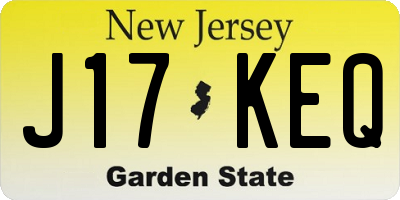 NJ license plate J17KEQ