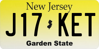 NJ license plate J17KET