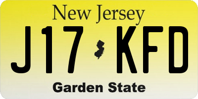 NJ license plate J17KFD
