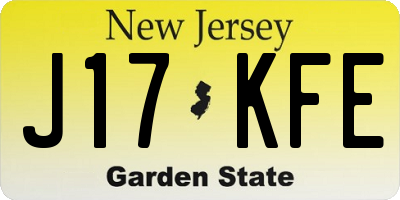 NJ license plate J17KFE