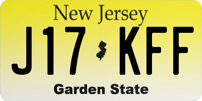 NJ license plate J17KFF