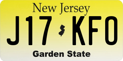 NJ license plate J17KFO