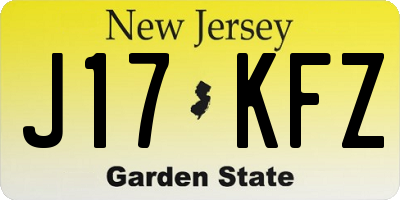 NJ license plate J17KFZ