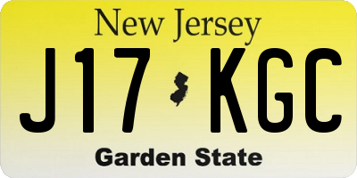 NJ license plate J17KGC
