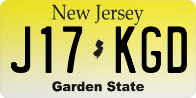 NJ license plate J17KGD