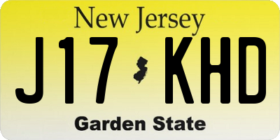 NJ license plate J17KHD
