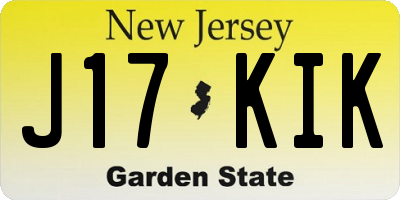 NJ license plate J17KIK