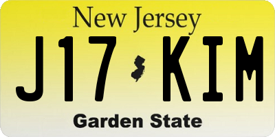 NJ license plate J17KIM