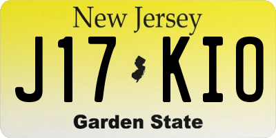 NJ license plate J17KIO