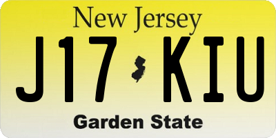 NJ license plate J17KIU