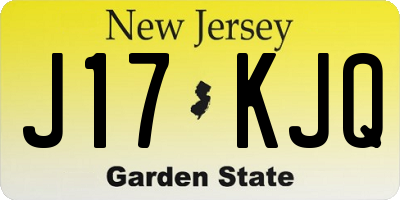 NJ license plate J17KJQ