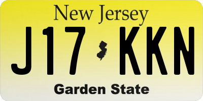 NJ license plate J17KKN