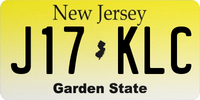 NJ license plate J17KLC