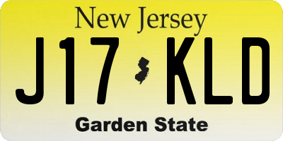 NJ license plate J17KLD