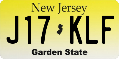 NJ license plate J17KLF