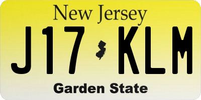 NJ license plate J17KLM