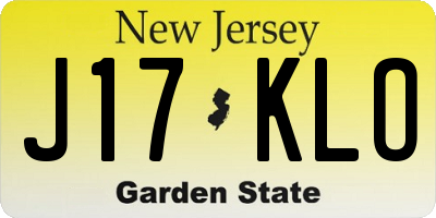 NJ license plate J17KLO