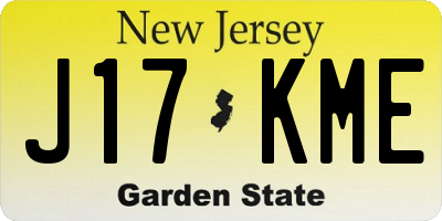 NJ license plate J17KME