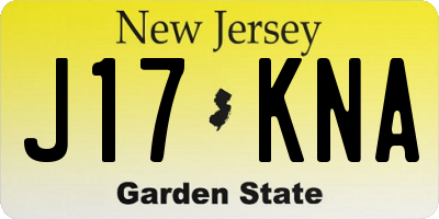 NJ license plate J17KNA