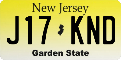 NJ license plate J17KND