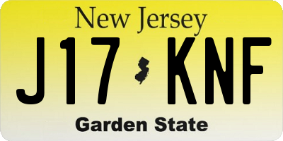 NJ license plate J17KNF