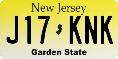 NJ license plate J17KNK