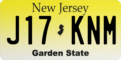 NJ license plate J17KNM