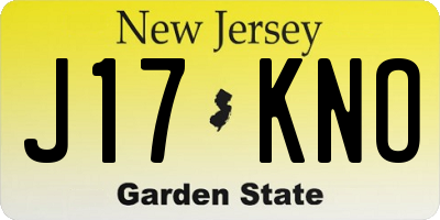 NJ license plate J17KNO